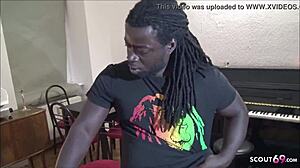 black boss nails his employee in corner kiosk during wild interracial fling.