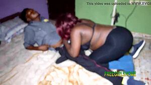 Husband catches wife fucking black security guard in amateur scene