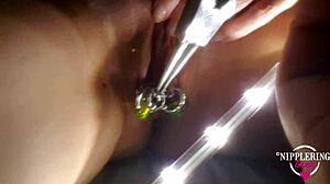 Nippleringlover Gets Horny with Multiple Rings in Stretched Pussy Lip Piercings