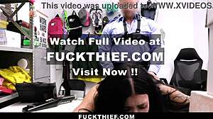 security guard makes shoplifter suck big cock and get punished doggystyle!