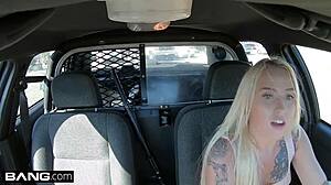 Naughty girl fucks in cop car!