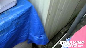 Hot petite teen in stockings asks for anal sex and gets creampied