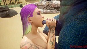 Busty Slut Fucked In All Holes By Lizard Man Double Penetration 3D Porn