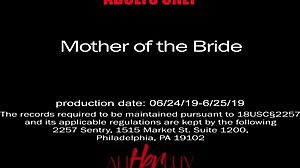 Milf bride teases with small tits in stockings, masturbating.