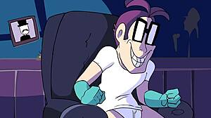 powertrip with clothes ripped in cartoon style