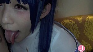 Cum With Me! Japanese Idol Cosplayer Creampied in Doggystyle Hentai Action