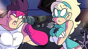 powertrip with clothes ripped in cartoon style