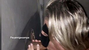 cuckold takes blonde wife to glory hole for black cocks