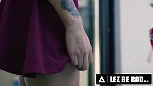 Lez be bad - sailor liv revamped ties up submissive neighbor avery black with ropes & dominates her