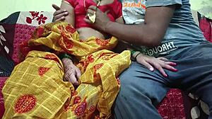 पीली साड़ी वाली भाभी देवर को जोर से चोदती है।