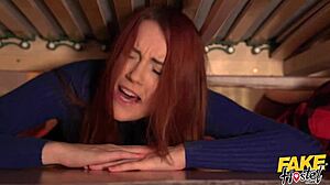 Fake hostel halloween special stuck under a bed 2 redhead and brunette babes get their wet pussies pumped while stuck before fast and hard threesome