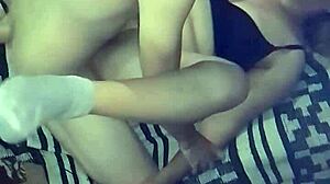 Milf fingers herself before missionary fuck with partner