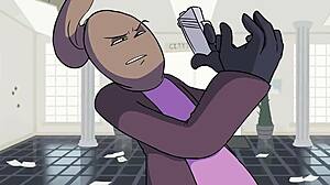 powertrip with clothes ripped in cartoon style