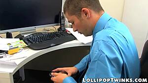 Naughty twinks' office anal session with monster cocks.