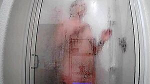 Raven grey showers with shaved pussy