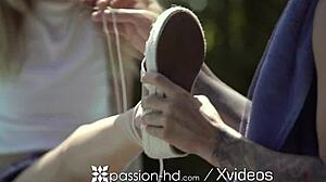 Skinny Nymph Gets Stretched Out in Backyard Boogie with Hardcore Doggy and Blowjob!