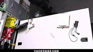 security guard makes shoplifter suck big cock and get punished doggystyle!