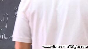 Dillion Harper Poses Innocently in Classroom Uniform