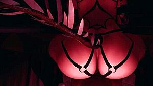 Feeling intense pleasure with red hot demon girl's big tits and anal in POV hentai.