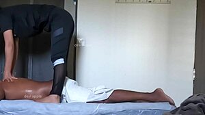 The cute ass girl gives a relaxing massage