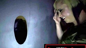 Texas Slut Virgo's First Gloryhole Blowbang!