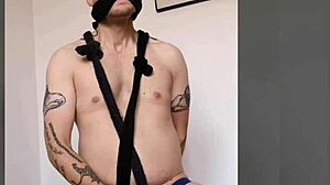 Twink gets bound and cumshot in bdsm scene