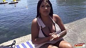 I’m hooked on curvy Latina’s huge tits at casting