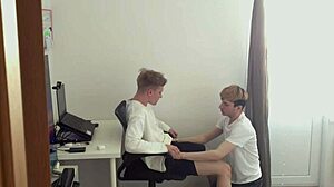 i distracted my twink stepbrother from work with kissing, then fucked his tight ass hard in bisexual bdsm fun!