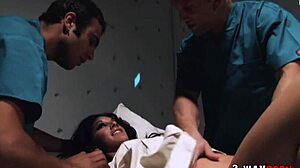 This brunette gets hard double penetration