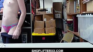 Old security fucks redhead Katy Kiss in his office