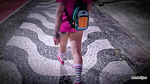 Athletic devil caught by stranger in intense fitness encounter