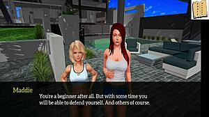 In my new family, the brunette milf with big tits gives a handjob and cumshot to the monster cock during the game.