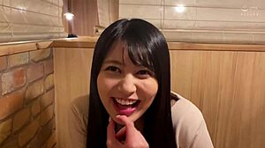 Tall Japanese Teen Rides Shaved Pussy Hard!