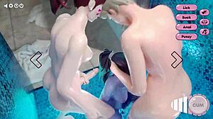 Three animated dickgirls bang asses and cum hard