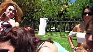 Amateur babes feel intense pleasure in orgy