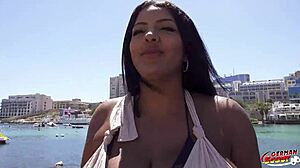 I’m hooked on curvy Latina’s huge tits at casting