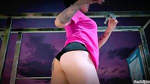 Athletic devil caught by stranger in intense fitness encounter