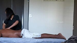 The cute ass girl gives a relaxing massage