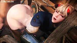 Skyrimova slatka plavuša demon uzima grubo duboko grlo jebanje jako