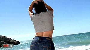 Look At Pornstar Mya Lorenn Stripping On The Beach!