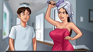 Hey in Summertime Saga 4 we're watching sexy Jamie in the shower