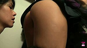 naughty asian spreads her ass cheeks and takes a hard length deep inside