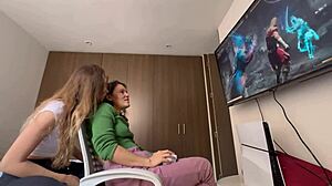 Lesbian cousin fingers and fucks my pussy