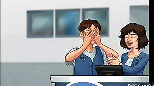 In Summertime Saga, manager's daughter Kimmytoons sucked my dick behind the desk at work.