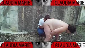 trying impossible positions to lick fat pussy on street, loving the juices