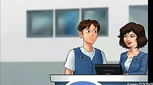 In Summertime Saga, manager's daughter Kimmytoons sucked my dick behind the desk at work.