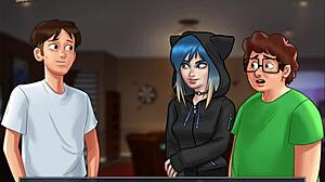 In Summertime Saga 159, she gets fucked by monster cock, her small tits bouncing.