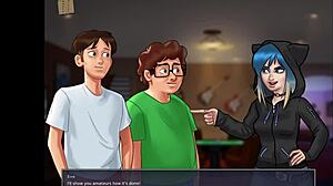 In Summertime Saga 159, she gets fucked by monster cock, her small tits bouncing.