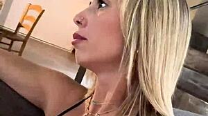 french blonde amateur is laid at home, gets assfucked and cumshot on big tits