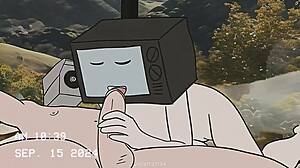 TV Woman And Cameraman In Cartoon Anime Animation